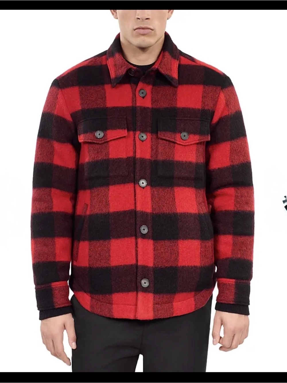 The Kooples Red and Black Buffalo Plaid Utility Jacket